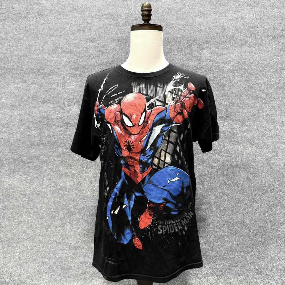 Marvel Spider-Man Shirt Mens Large Black Amazing Spider-Man Graphic T-Shirt Tee